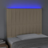 Zagłówek do łóżka z LED, kremowy, 100x5x118/128 cm, tkanina