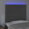 Zagłówek do łóżka z LED, ciemnoszary, 90x5x118/128 cm, aksamit