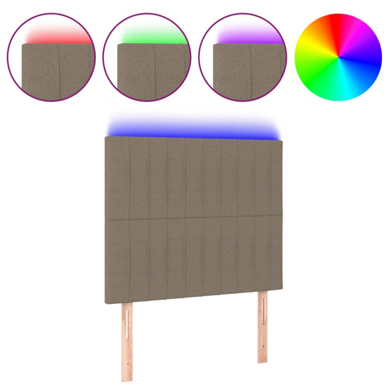Zagłówek do łóżka z LED, taupe, 90x5x118/128 cm, tkanina