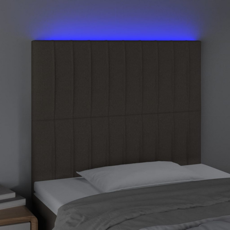 Zagłówek do łóżka z LED, taupe, 90x5x118/128 cm, tkanina