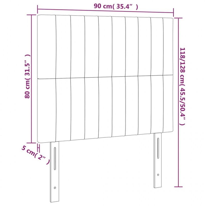 Zagłówek do łóżka z LED, taupe, 90x5x118/128 cm, tkanina