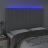 Zagłówek do łóżka z LED, jasnoszary, 144x5x118/128 cm, tkanina