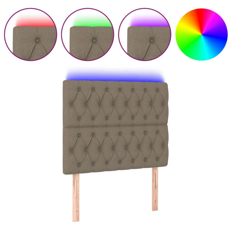 Zagłówek do łóżka z LED, taupe, 90x7x118/128 cm, tkanina
