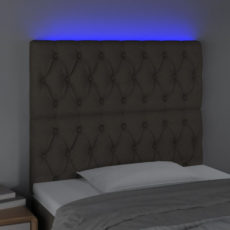 Zagłówek do łóżka z LED, taupe, 90x7x118/128 cm, tkanina