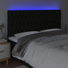 Zagłówek do łóżka z LED, czarny, 200x7x118/128 cm, tkanina