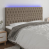 Zagłówek do łóżka z LED, taupe, 200x7x118/128 cm, tkanina