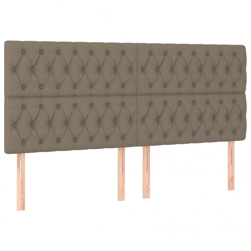 Zagłówek do łóżka z LED, taupe, 200x7x118/128 cm, tkanina