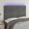 Zagłówek do łóżka z LED, jasnoszary, 144x5x118/128 cm, aksamit
