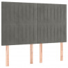 Zagłówek do łóżka z LED, jasnoszary, 144x5x118/128 cm, aksamit