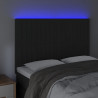 Zagłówek do łóżka z LED, czarny, 144x5x118/128 cm, aksamit