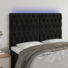 Zagłówek do łóżka z LED, czarny, 160x7x118/128 cm, aksamit