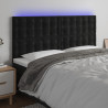 Zagłówek do łóżka z LED, czarny, 200x5x118/128 cm, aksamit