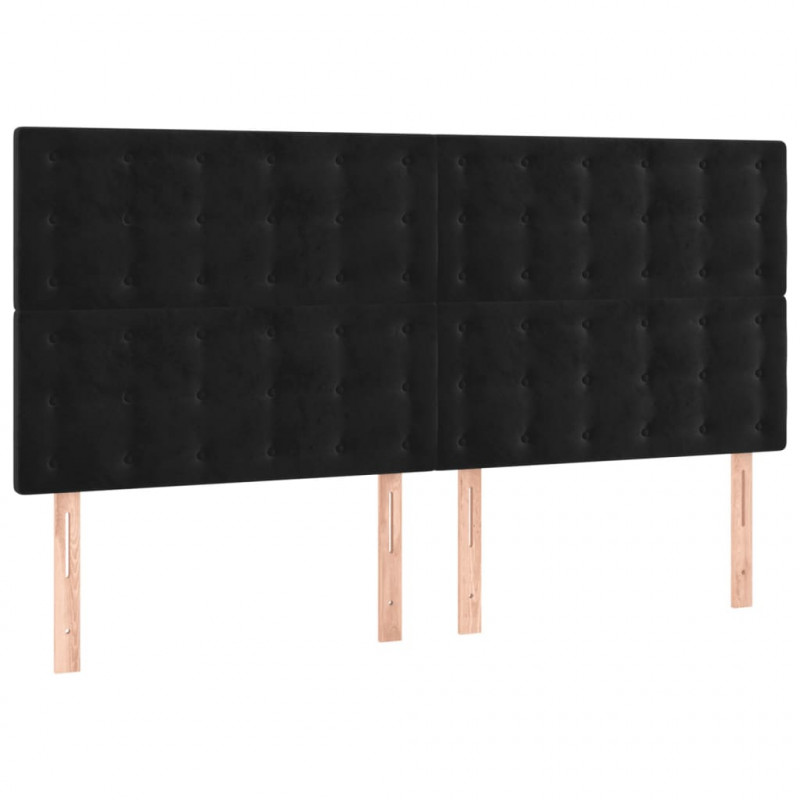 Zagłówek do łóżka z LED, czarny, 200x5x118/128 cm, aksamit