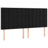 Zagłówek do łóżka z LED, czarny, 200x5x118/128 cm, aksamit