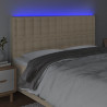 Zagłówek do łóżka z LED, kremowy, 180x5x118/128 cm, tkanina