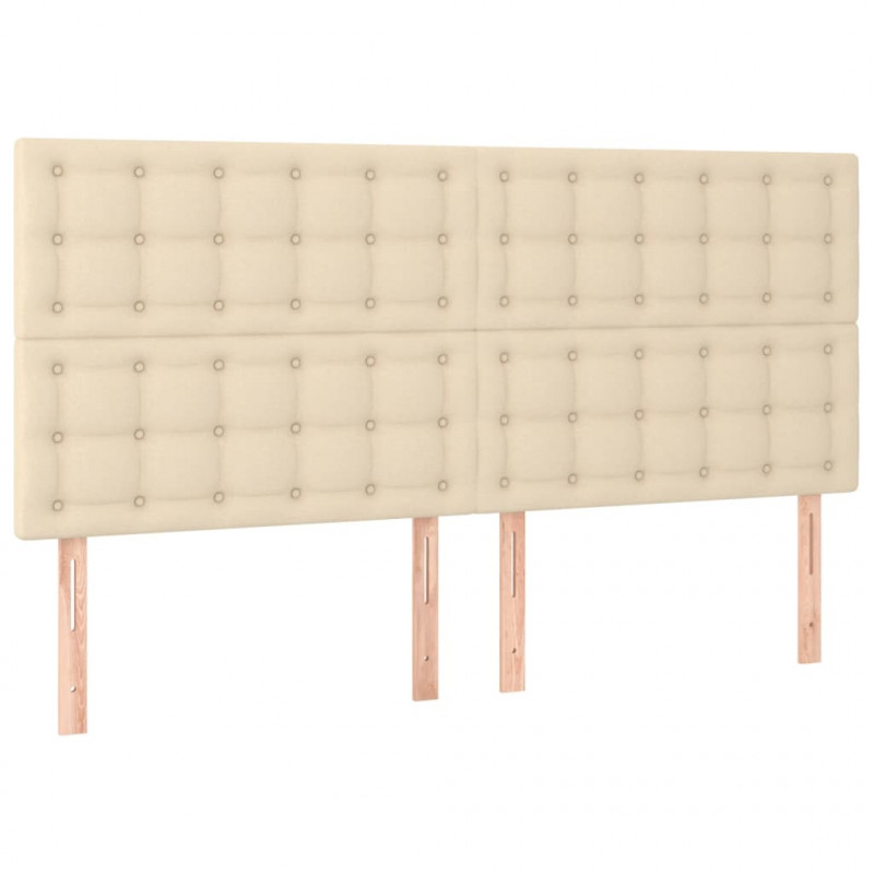 Zagłówek do łóżka z LED, kremowy, 180x5x118/128 cm, tkanina