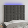 Zagłówek do łóżka z LED, ciemnoszary, 80x5x118/128 cm, aksamit
