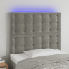 Zagłówek do łóżka z LED, jasnoszary, 90x5x118/128 cm, aksamit