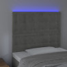 Zagłówek do łóżka z LED, jasnoszary, 90x5x118/128 cm, aksamit