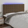 Zagłówek do łóżka z LED ciemnobrązowy 180x5x118/128 cm tkanina
