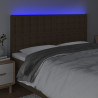 Zagłówek do łóżka z LED ciemnobrązowy 180x5x118/128 cm tkanina