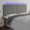 Zagłówek do łóżka z LED, jasnoszary, 200x5x118/128 cm, aksamit