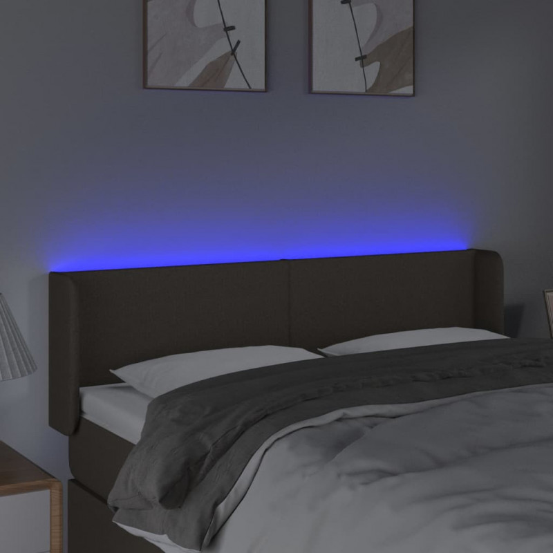 Zagłówek do łóżka z LED, taupe, 147x16x78/88 cm, tkanina
