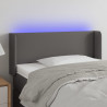 Zagłówek do łóżka z LED, szary, 93x16x78/88 cm, sztuczna skóra