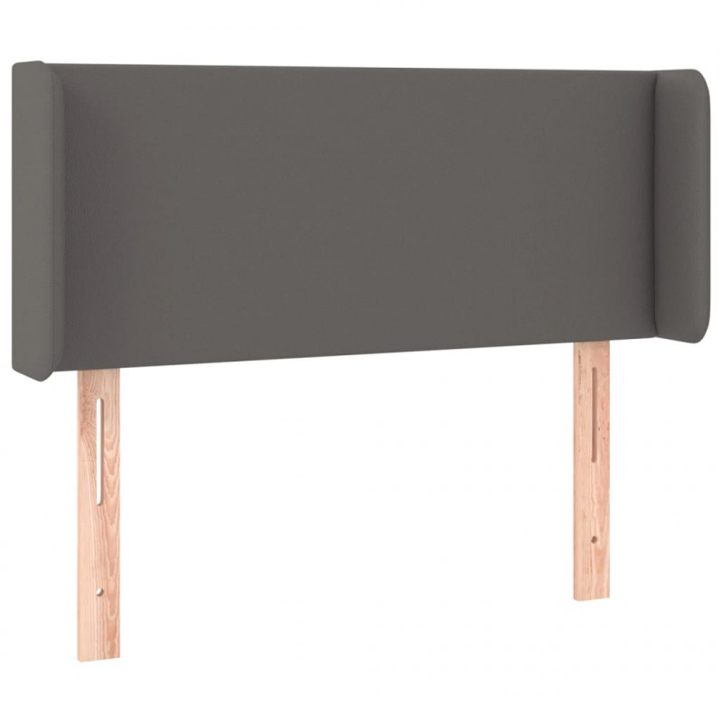 Zagłówek do łóżka z LED, szary, 93x16x78/88 cm, sztuczna skóra