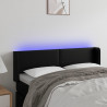 Zagłówek do łóżka z LED, czarny, 147x16x78/88cm, sztuczna skóra