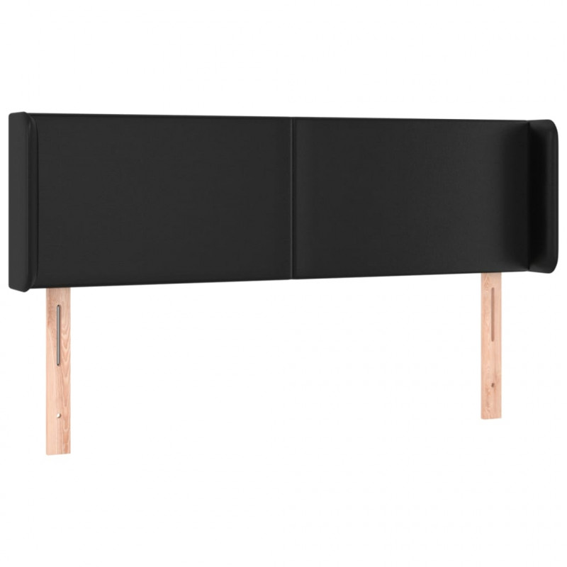 Zagłówek do łóżka z LED, czarny, 147x16x78/88cm, sztuczna skóra