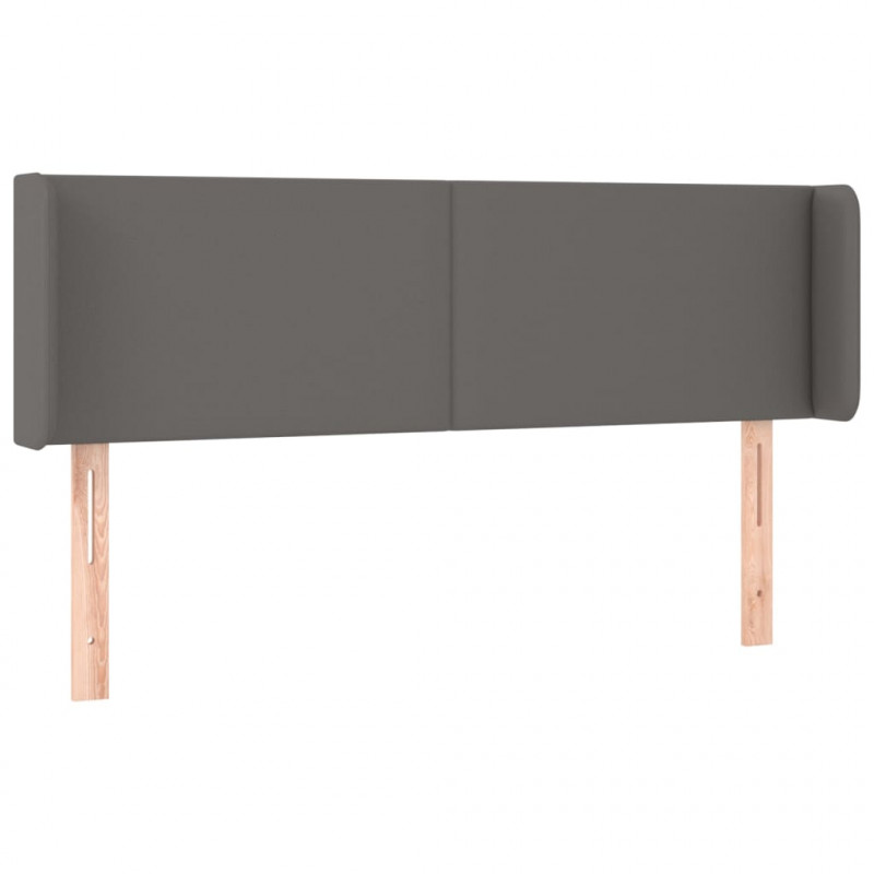 Zagłówek do łóżka z LED, szary, 147x16x78/88 cm sztuczna skóra