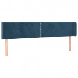 Zagłówek do łóżka z LED ciemnoniebieski 183x16x78/88 cm aksamit
