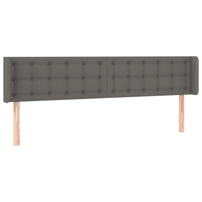 Zagłówek do łóżka z LED, szary, 183x16x78/88 cm sztuczna skóra