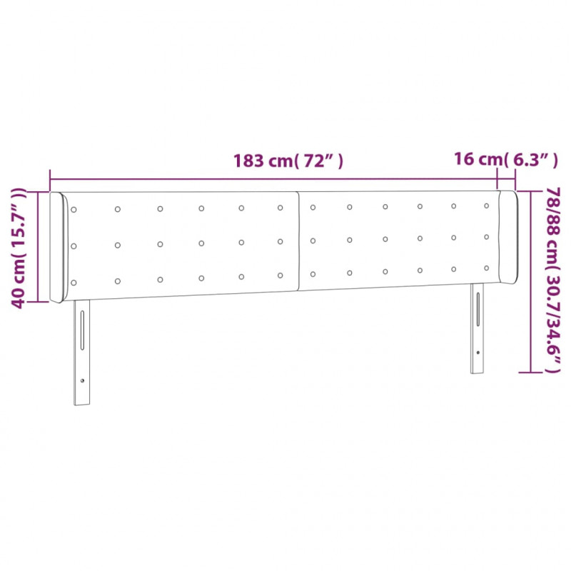 Zagłówek do łóżka z LED, szary, 183x16x78/88 cm sztuczna skóra