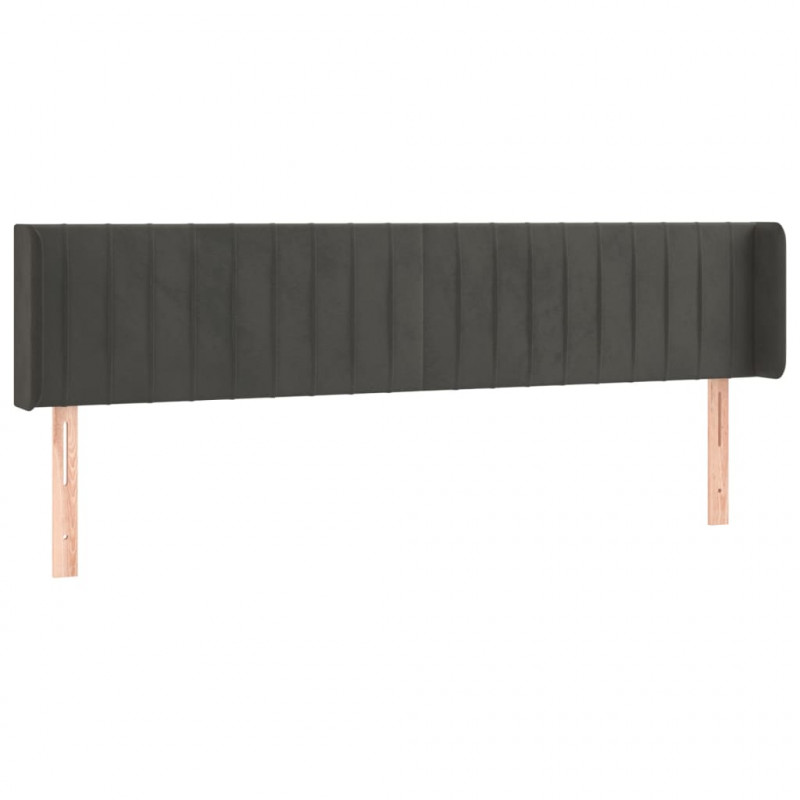 Zagłówek do łóżka z LED, ciemnoszary, 203x16x78/88 cm, aksamit