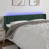 Zagłówek do łóżka z LED, ciemnozielony, 203x16x78/88cm, aksamit