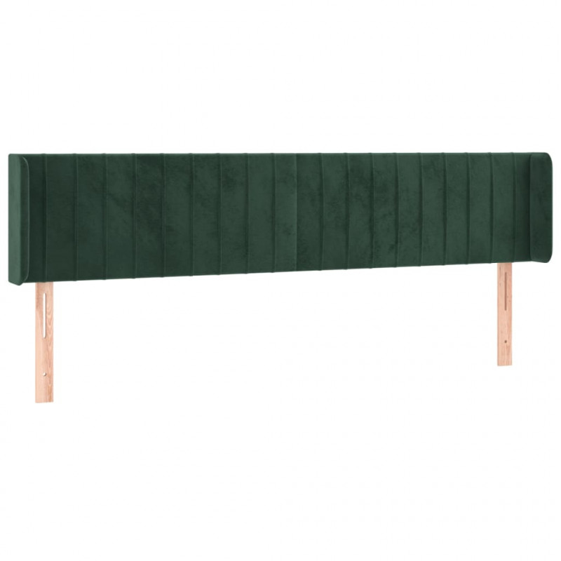 Zagłówek do łóżka z LED, ciemnozielony, 203x16x78/88cm, aksamit