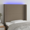 Zagłówek do łóżka z LED, taupe, 93x16x118/128 cm, tkanina