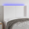 Zagłówek do łóżka z LED, biały, 147x16x118/128cm sztuczna skóra