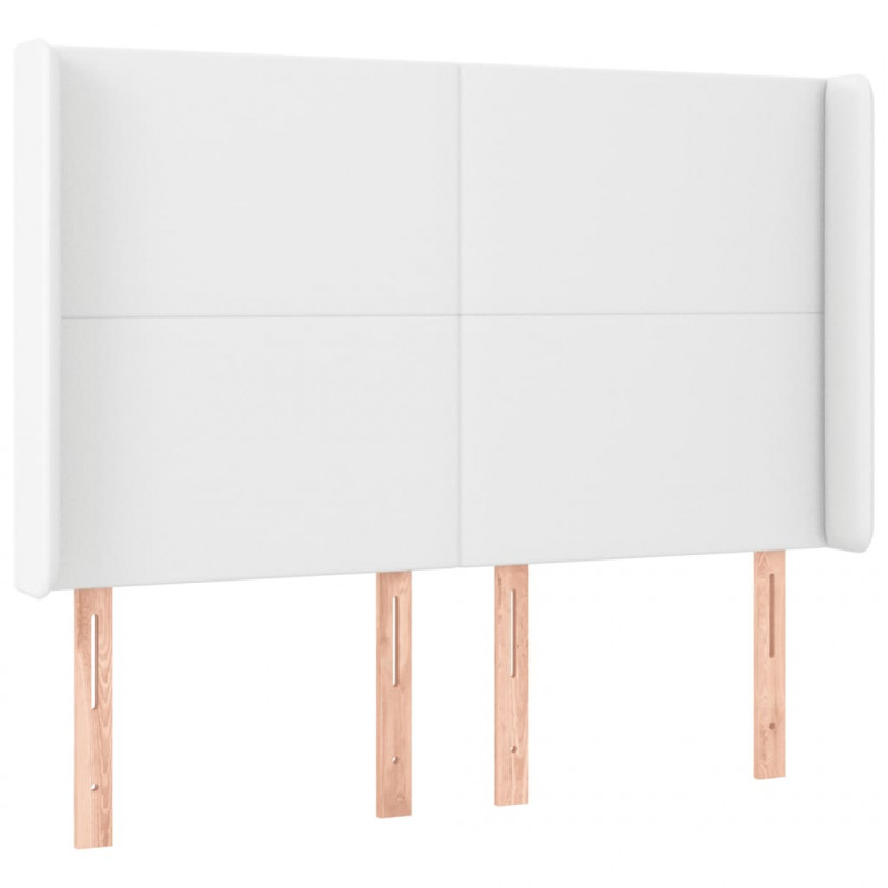 Zagłówek do łóżka z LED, biały, 147x16x118/128cm sztuczna skóra