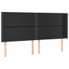 Zagłówek do łóżka z LED, czarny 203x16x118/128cm sztuczna skóra