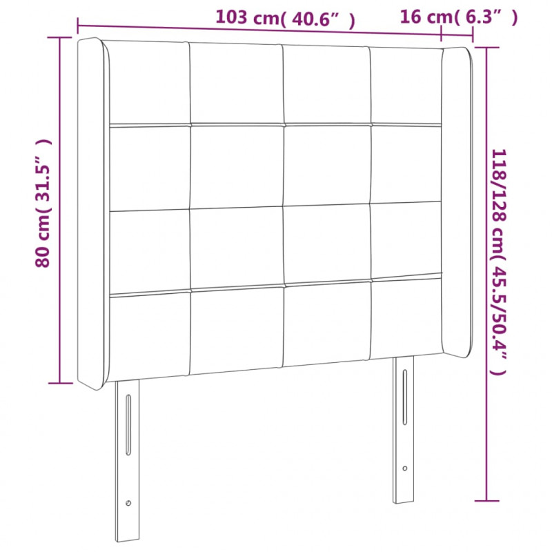 Zagłówek do łóżka z LED, czarny, 103x16x118/128 cm, tkanina