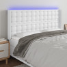 Zagłówek do łóżka z LED, biały, 183x16x118/128cm sztuczna skóra