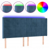 Zagłówek do łóżka z LED ciemnoniebieski, 203x16x118/128 cm