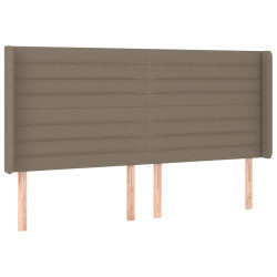 Zagłówek do łóżka z LED, taupe, 163x16x118/128 cm, tkanina