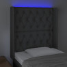 Zagłówek do łóżka z LED, ciemnoszary, 83x16x118/128 cm, tkanina