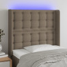 Zagłówek do łóżka z LED, taupe, 93x16x118/128 cm, tkanina