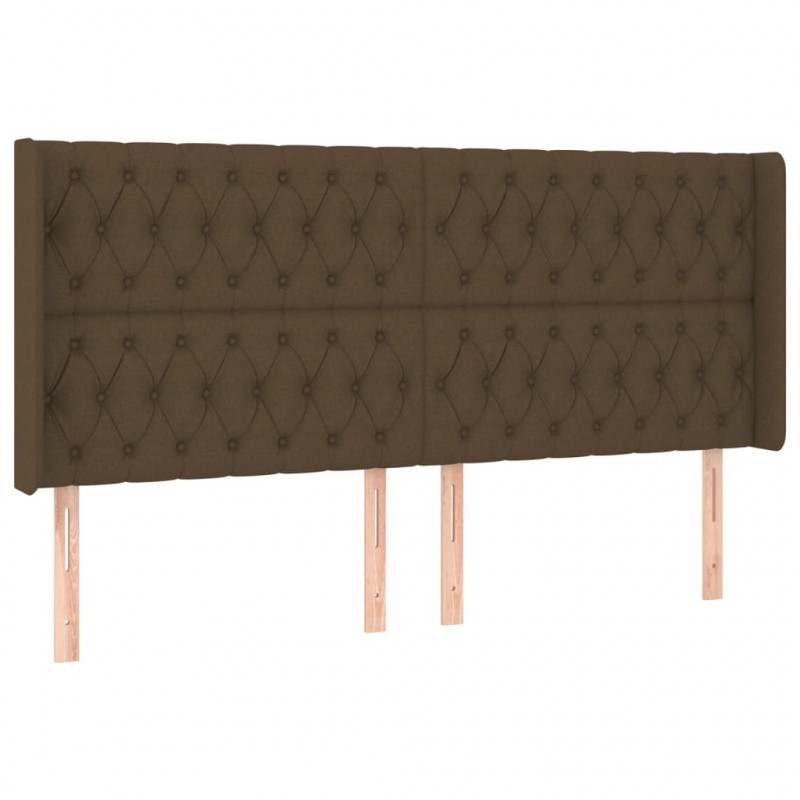 Zagłówek do łóżka z LED ciemnobrązowy 203x16x118/128 cm tkanina