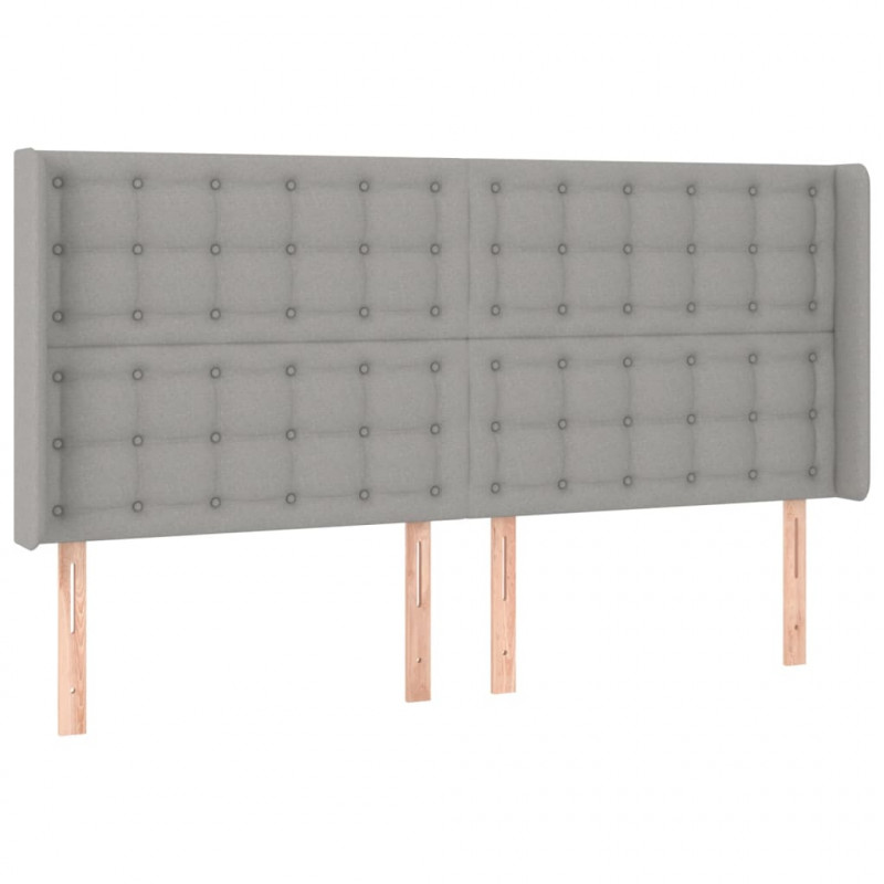 Zagłówek do łóżka z LED, jasnoszary, 183x16x118/128 cm, tkanina